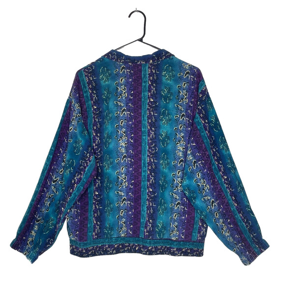 Erin London Silk Zip Jacket L Bright Boho Festival Windbreaker Y2K VTG Style - Picture 2 of 6